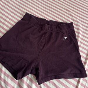 Gymshark Women's burgundy Bike Shorts with White Logo